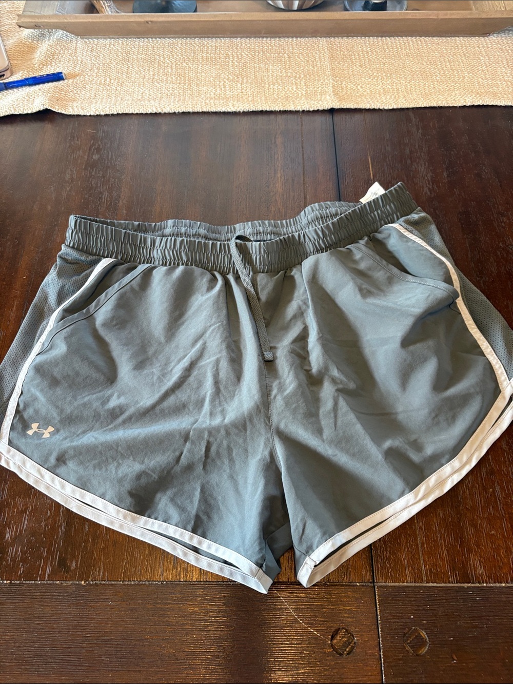 Under Armour Women's Gray Athletic Shorts with White Trim